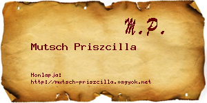 Mutsch Priszcilla névjegykártya